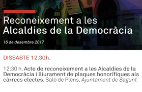 El Ayuntamiento de Sagunto rendirá homenaje a los alcaldes de la actual democracia este sábado