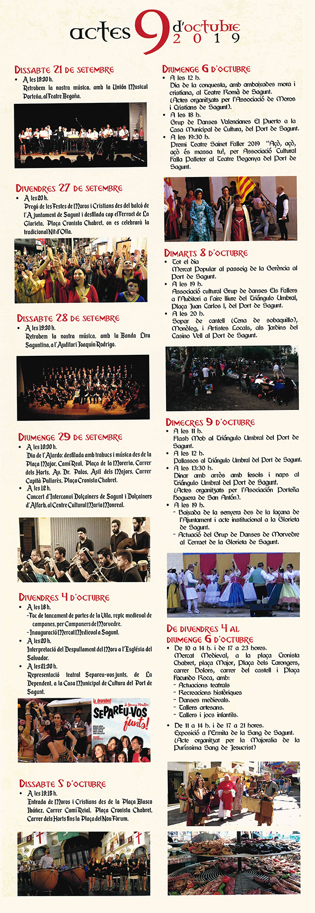 Actos 9 D'OCTUBRE 2019